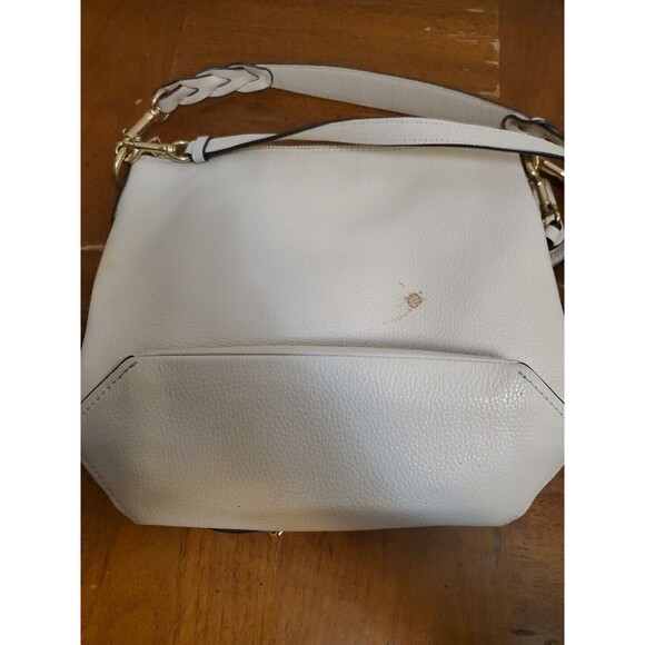 Coach Ellie File Bag Signature Pebbled Leather Handbag In Cream See Photos Stain - Picture 2 of 11